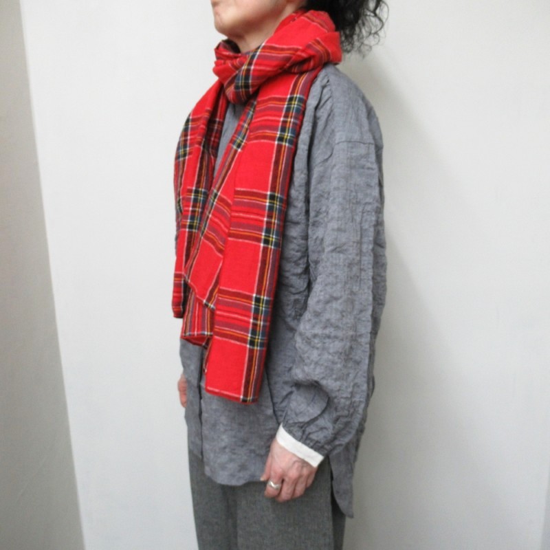 DAYS リネン100％東炊きタータンチェックストール /RD15 【日本製】